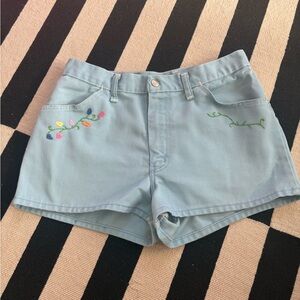 Vintage Light Blue Embroidered Jean Shorts